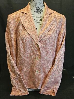R.Q.T Women's 12 Pink Zebra Print Blazer Jacket Three-button